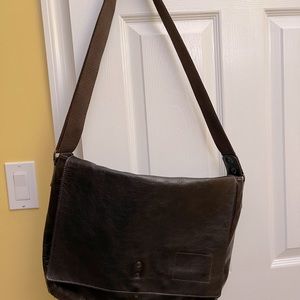 Banana Republic Dark Brown Vintage Flap Leather Laptop Messenger Bag